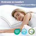 Luxury Goose Down Pillows Set of 2, Standard Size Hotel Quality Feather Pillows for Sleeping, Soft Breathable Cotton Sateen Cover, Premium Bed Pillows for Side Back Stomach Sleepers, Standard（Pack of 2）
