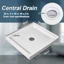 BreezeHug 36" x 36" Shower Base with Double Threshold and Center Drain Acrylic ABS Non Slip Shower Pan Base in White for Bathroom, 3.35 Inch Drain Outlet