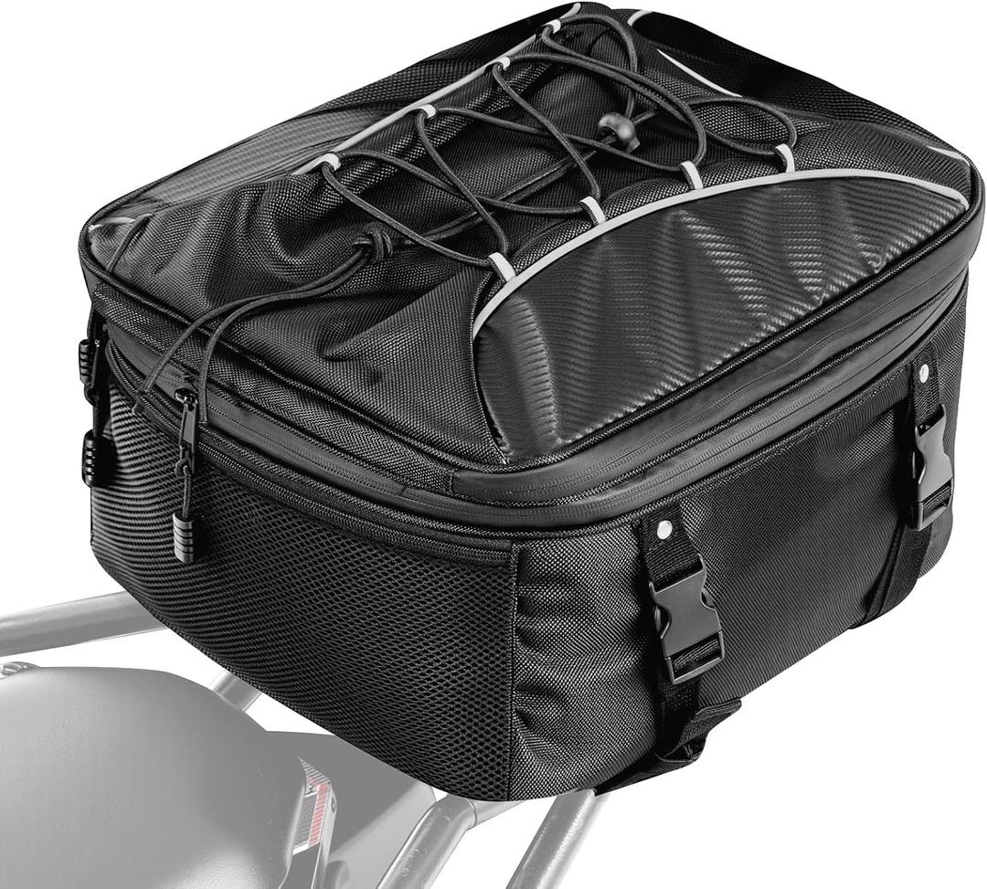 VEVOR Motorcycle Tail Bag, Dual Use Motorcycle Rear Seat Bag with Waterproof Rain Cover, 22-34 L Expandable Outdoor Sports Motorbike Luggage Storage Backpack Handbag with Straps