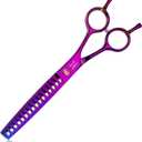 JASON 7" Dog Grooming Scissor - Professional Chunker Shear with Ergonomic Handle Japanese Stainless Steel Hair Scissor for Dogs, Cats and Other Pets, Sharp (Chunker, Purple) Christmas Gift