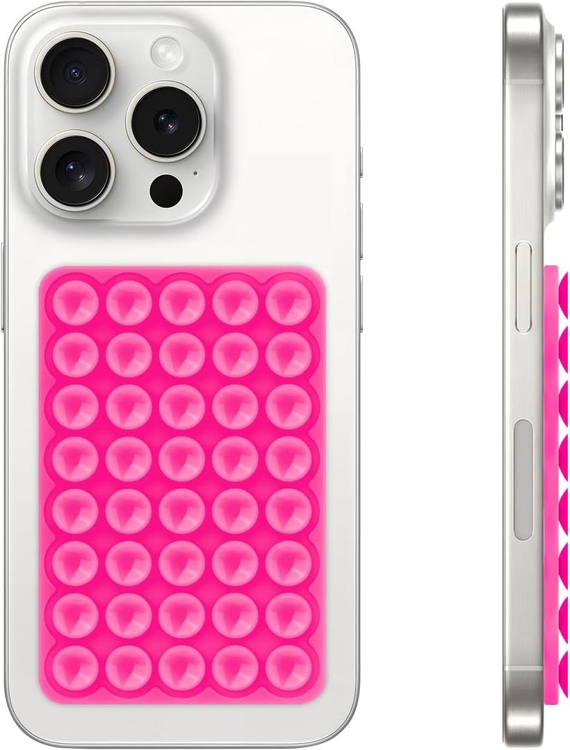 3 x Silicone Suction Cup Phone Case Mount, Hands-Free Strong Grip Holder for Selfies and Videos, Silicon Adhesive Phone Stand Sticky with Higher Suction Power for Cell Phone Hot Pink