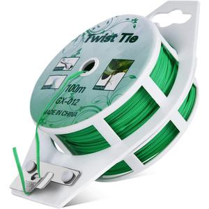 Twist Ties - All-Purpose Coated 328feet Garden Plant Ties with Trimmer Garden Twine Support Ties Reusable for Gardening Plants Growth and Care, Office Home Cable Organization (Green)