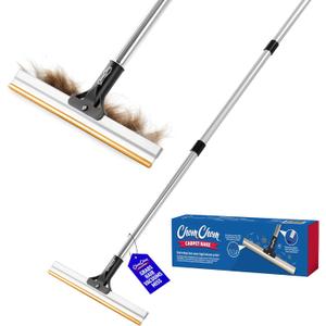 ChomChom Carpet Rake – Adjustable Pet Hair Remover Tool Up to 64 in Long – Deep Clean Embedded Pet Hair with Teeth Technology – Reusable, Quiet – for Carpets, Stairs, Rugs, Pet Beds, Cars & More