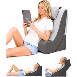 Premium Adjustable Wedge Pillow for Sleeping - High Resilience Foam Bed Rest Cushion for Acid Reflux, GERD, Snoring & Back Support - Ergonomic Incline Pillow with Washable Fabric, Standard