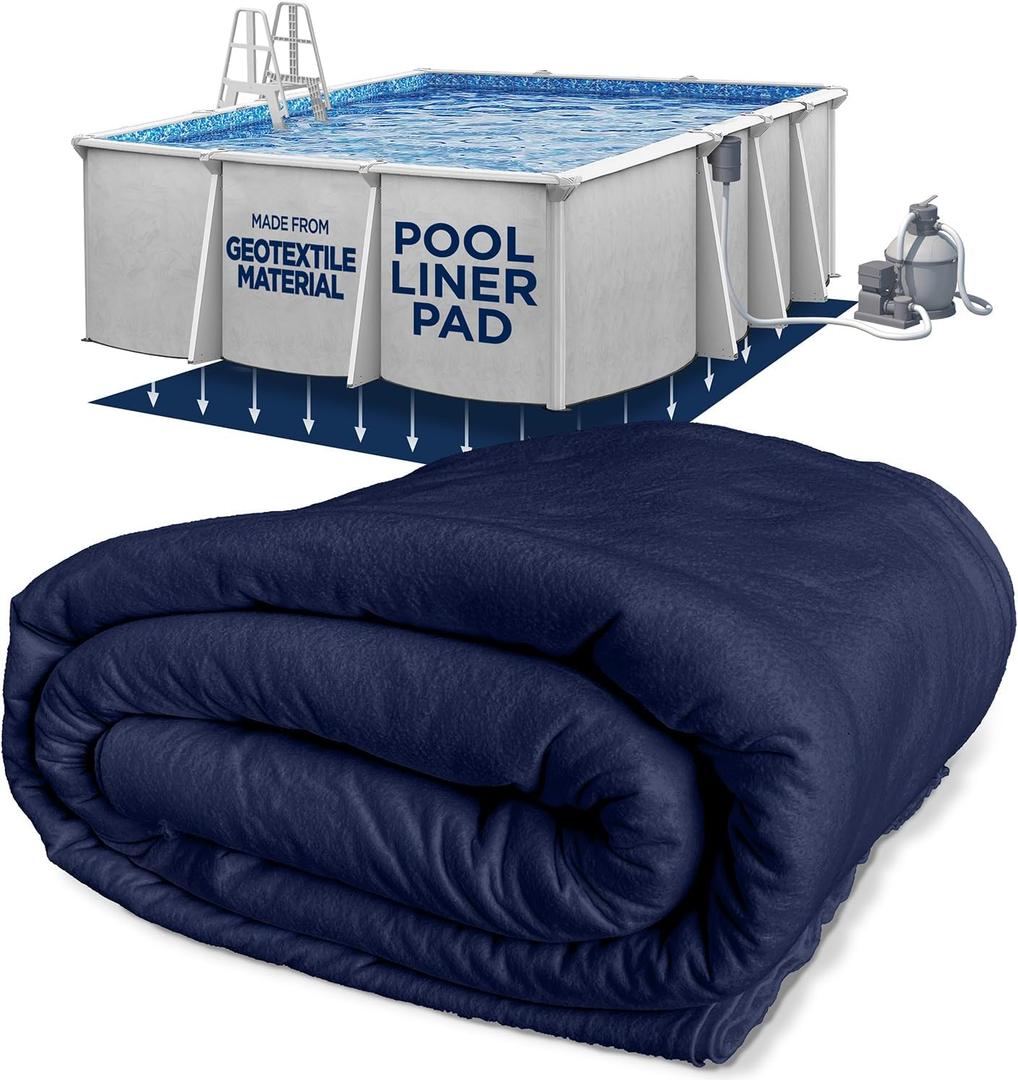 Shop Square 12-Foot-by-24-Foot Rectangle Pool Liner Pad for Above Ground Pools - Rectangle Pool Pad, Under Pool Mat, Puncture Protection, Extend Liner Life, Durable Geotextile Material