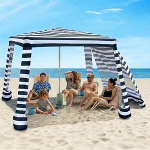 AMMSUN Portable Beach Cabana, 8'×8' Beach Canopy, Easy Set up and Take Down, Cabana Tent with Sand Pockets，Foldable Beach Tent Sun Shelter Family-Sized Beach shelter UPF50+, 6.9'×6.9'