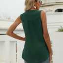 Women's Tunic Tank Tops Dressy Casual Sleeveless Shirts 2025 Trendy Summer Beach Loose Fit Swiss Dot V-Neck Blouses (Green, M)