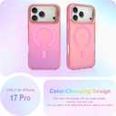 Cute Case for iPhone 17 Pro Case with Stand for Women Girls [Compatible with Magsafe] Aesthetic Glitter Sparkly Bling Magnetic Phone Cover with Camera Lens Kickstand, Iridescent Pink