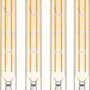 Dimmable Led Tubular Bulb,8.9inch Long Tube Edison Light Bulbs Vintage Filament Bulb 8W,75W Equivalent,2700K Warm White,Amber Glass Cover E26 Medium Base, (4-Pack)