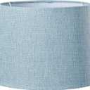 Adesso SH0034 White Uno Fitter Light Blue Textured Tapered Drum Shade