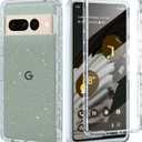 PUJUE for Google Pixel 7-Pro Clear Case: Dual Shockproof Protective Cell Phone Cover | Anti-Yellowing Silicone TPU | Full Protection Slim Bling Bumper Rubber