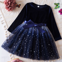 Girl Long Sleeve Dress Fall Winter Princess Causal Dresses, Blue, Size 3Y
