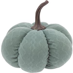 Boston International Fabric Pumpkin Tabletop Mantel Shelf Fall Autumn Thanksgiving Halloween Decorations for Home, Large, Aqua Blue