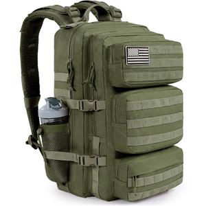 Military Tactical Backpack 25L Day Backpack for Men Molle Army 3 Days Assault Pack Bug Out Bag Water Resistant and Heavy Duty Hiking Treeking Rucksack - Dark Green