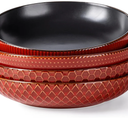 GBHOME 9.5'' Large Pasta Bowls, 42 Ounce Stoneware Salad Bowls for Kitchen, Ceramic Serving Bowls With Textured Pattern for Pasta,Fruit, Stews,Noodle, House-warming Gift, Set of 4-Rythmic Red