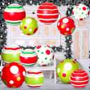12 Pcs 24/16 Inch Giant PVC Christmas Inflatable Ball Outdoor Blow up Xmas Inflatables Ornaments Giant PVC Christmas Ornaments for Tree Yards Lawns Porch Garden Front Doors Holiday Decor(24,16 Inch)