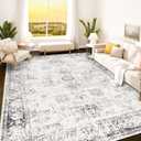 Istana 9x12 Rug - White Cream/Grey Living Room Rug - Foldable Farmhouse Rugs for Living Room - Stain Resistant Easy to Clean Washable Rugs 9x12 - Large Area Rugs Washable