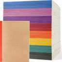 Feela 56 Pack Composition Notebooks Bulk, Kraft Cover Lined Blank College Ruled Composition Travel Journals with Jewel Tone Spines For Women Students, 60 Pages, 8.3x 5.5, A5, 8 Vintage Colors