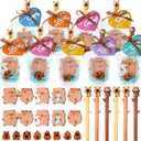 24 Set 148 Pcs Valentines Capybara Gifts Capybara Party Favors Sticky Notes Pens Heart Cards Erasers Cups Fun Valentine's Day Gifts for Exchange Rewards Prize Birthday Goodie Bag Stuffers