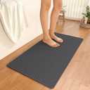 Bathroom Rugs Non Slip, Extra Soft Absorbent Quick Dry Bath Mats, Foam Weave Texture Thin Bath Rugs Washable with Rubber Backing, 24" x 48 (Grey)