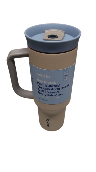 Owala Travel Tumbler SS 40oz Beige Blue Bottle