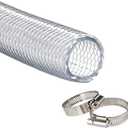 JUNZHIDA High Pressure Braided Clear Flexible PVC Tubing 1/2" ID,10ft