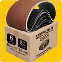 6 x 48 Inch 80 Grit Sanding Belt | Premium Aluminum Oxide Sanding Belt | Premium Sander Sandpaper - 6 Pack