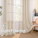 BGment 36 Inch Short Curtains for Small Window, Light Filtering Linen Burlap Textured Window Treatments Grommet Sheer Drapes for Kitchen Cafe, 2 Panels, Beige, 42 X 36 Inch