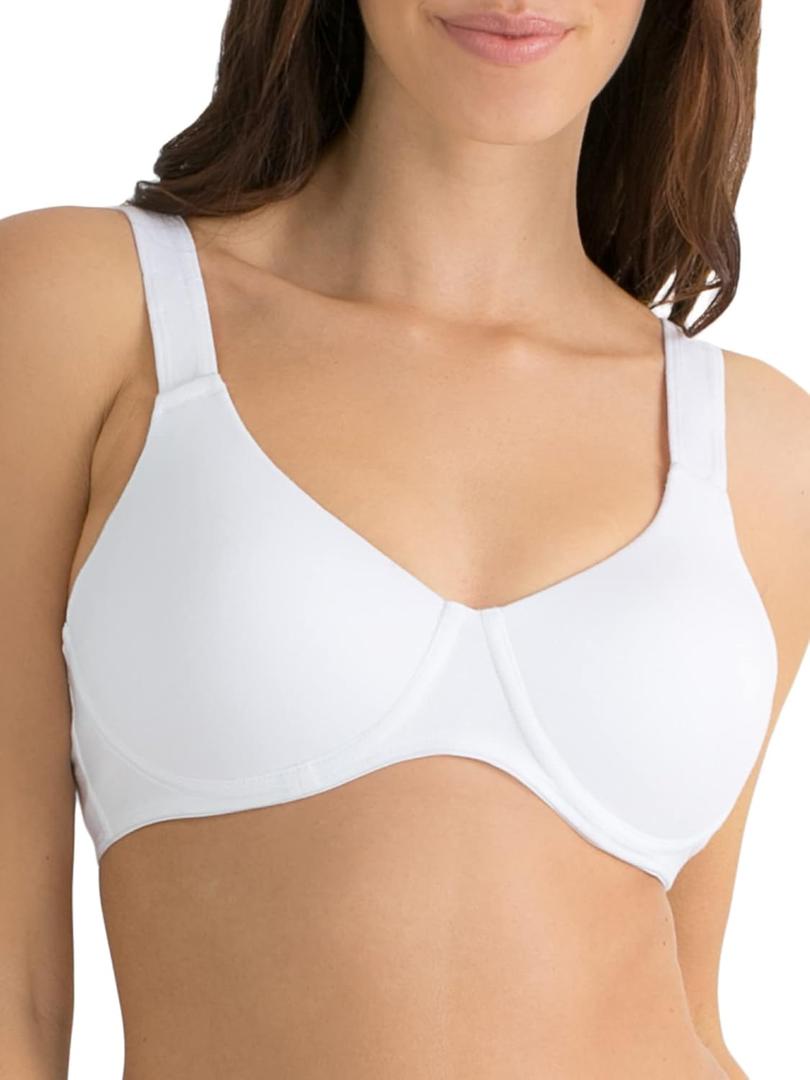 Fruit of The Loom Women's Full Coverage Anti-Gravity Bra  Wire-Free Cotton for Ultimate Comfort (40C, White)