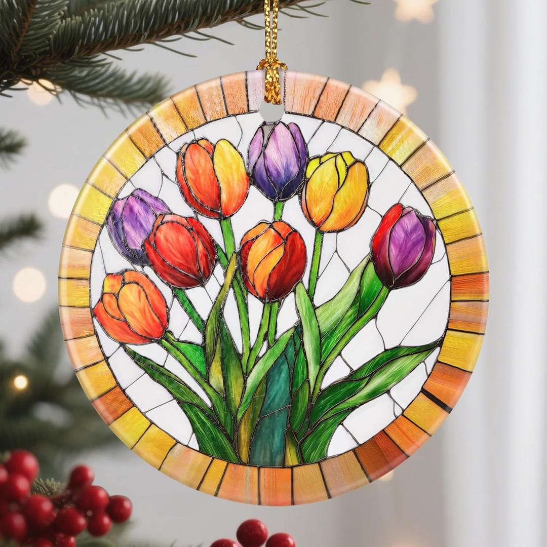 2 x Christmas Ornaments, Flower Ornament, Christmas Tree Ornaments, Xmas Decorations, Holiday Decorations, Tulips Gifts, Flower Lovers Gift, Holiday Party Gifts, and Xmas Gift Ideas