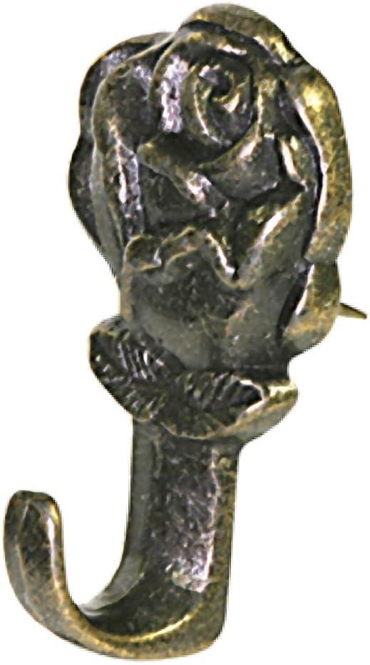 Hillman 122292 Rose Push Pin Hangers, Antique Brass, Pack of 10