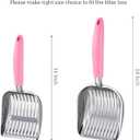 WePet Cat Litter Scoop, Aluminum Alloy Sifter, Kitty Metal Scooper, Deep Shovel, Long Handle, Poop Sifting, Kitten Pooper Lifter, Durable, Heavy Duty, for Litter Box (Small, POLISHED Aluminum \ #10 Pink Handle)