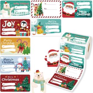 2 x CAKKVDE 500 PCS Christmas Gift Tags Christmas Santa Claus Stickers Self Adhesive Cartoon Christmas Tag Christmas Festival Holiday DecorNew