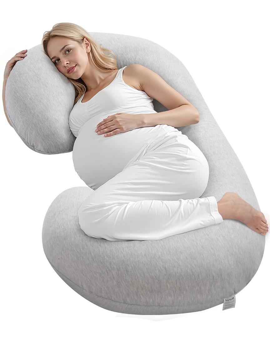 VEVOR Pregnancy Pillow, C-Shaped Full Body Maternity Pillow for Sleeping, Ultra-Soft and Breathable Pregnant Support Pillows with Removable & Washable Cover, Perfect for Back, Belly, Hip, Legs Relief