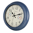 12 Inch Outdoor Clock with Thermometer and Hygrometer Combo, Rustic Vintage Waterproof Indoor Outdoor Wall Clocks for Patio Pool Garden Bathroom Decor - Blue