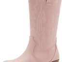Kids Western Boots Embroidered Cowgirl Cowboy Boots Boys Girls Mid Calf Round Toe Riding Shoes Little Kid/Big Kid , Little - 12, Pink