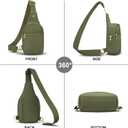 2 x VOROLO Large Sling Bag,Crossbody Bags For Women and Men with Ajustable Strap Trendy Sling Khaki Green