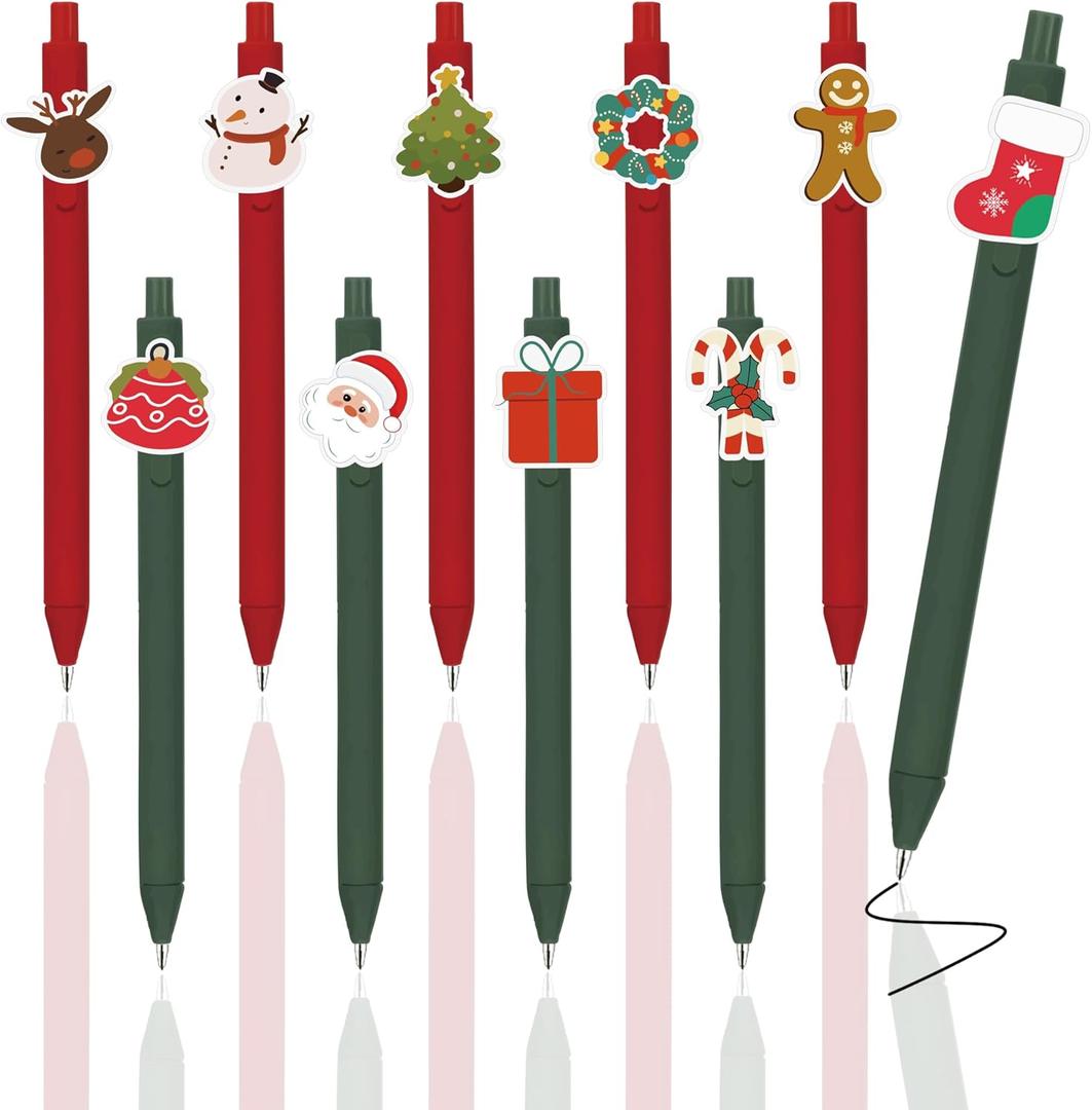 FOFOWHAT 10pcs Christmas Gift Pens, Christmas Gifts Pen Set Bulk, Cute Pens for Women Coworkers,Christmas Party Favors School Office Christmas Stationery Supplies