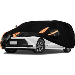 8-Layer All Weather Waterproof Car Cover Custom Fit for Toyota Sienna 1997-2025, Lab-Verified Snow/Rain/UV Protection - Zipper Door & Storage Bag