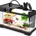 GOZILLA Aquatic Turtle Tank+Lamp+Filter Kit, Upgrade PC Turtle Tank Starter Kit with Adjustable 360Lamp & Filter,Reptile Habitat Lid,Hanging Platform for Small Reptiles.(15.757.99''/Black)
