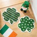 2 Pieces Shamrock Bathroom Rugs St Patricks Day Clover Bath Mat Absorbent Non Slip Clover Door Mats for Irish Holiday Decor Shower Bathtub Bedroom Kitchen Entrance Door Carpet
