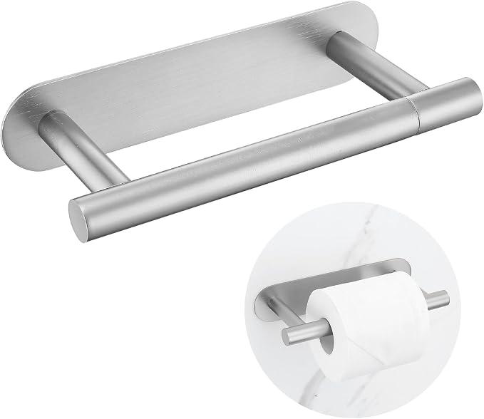 Brushed Nickel Self Adhesive Toilet Roll Paper Holder No Drill for Bathroom
SUS304 Stainless Steel Brushed Nickel Toilet Roll Holder, Double Base Paper Towel Holder Wall Mount No Drilling for Bathroom