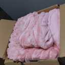 EXQ Home Fluffy Comforter Set Twin Size - Super Soft Faux Fur Stripe Jacquard Comforter 1 Pieces, Pink Fleece Bedding Set,Winter Warm Bed Set,1 Comforter with 1 Pillowcase
