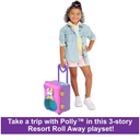 Polly Pocket Dolls, Playset and Travel Toys, 4 Dolls, 1 Vehicle, 25+ Accessories, Resort Roll Away
