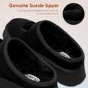 Vilanva Platform Slippers for Women Cozy Fur Lined Slip on Mary Jane Winter Shoes Warm Comfy House Slippers for Indoor Outdoor (Black)