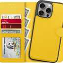 LUMARKE Designed for iPhone 13 Pro Wallet Case - Detachable Flip Folio Cover - RFID Blocking 4 Card Slots Holder - Premium Leather Magnetic Kickstand - Protective Phone Case 6.1", Yellow