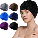 Soulchen Swim Caps for Women Polyester Turban Non-Slip Swimming Hat Elastic Swimming Pool Cap for Long and Short Hair (Brown, Gray, Purple, Blue, Navy, Black)