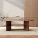 Oval Coffee Table with Storage, Modern Wood Coffee Table for Living Room, 2 Tier Center Table, 47" x 23.6" x 15.7"