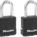 Master Lock Magnum Heavy Duty Outdoor Padlock with Key, Weather Resistant Body and Cut Safe Shackle Make Lock Perfect for Fences, Gates, Sheds, 2 Pack, M115XTLF