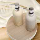 2pcs Hand Soap Dispenser Set, Sandstone Textured Resin Liquid Soap Dispensers for Bathroom Countertop, Heavy & Sturdy Dish Wash Soap Dispenser for Kitchen, Matte Beige